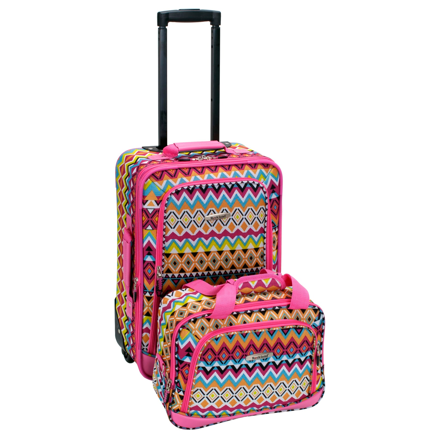 Rockland Fashion Softside 2 Piece Luggage Set, Expandable, (14" Tote/19" Upright), Purple