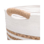Seville Classics Premium Natural Handwoven Portable Laundry Bin Basket with Carrying Handles, Household Storage for Clothes, Linens, Sheets, Natural Water Hyacinth and Gray Rope, 3 Piece Set
