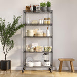 UltraDurable 5-Tier NSF Steel Wire Shelving, 48"W x 24"D x 76"H, Black | Heavy-duty commercial-grade solid steel wire storage rack featuring 800 pounds per shelf weight capacity