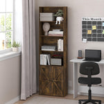 Furinno Jaya Book Shelf, 5-Tier Bookshelf, Bookcase with Adjustable Shelves, 9.5 x 24.5 x 71.2, for Organization and Storage, for Living Room, Bedroom, Home Office, Blackwood