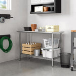 Seville Classics Commercial Work Table Island Utility Cart Prep Station, for Restaurant, Kitchen, Warehouse, Garage, Hotel, Home, Stainless-Steel Top NSF , 49" W x 24" D | Heavy-duty durable workstation supports 1,000 lb with adjustable wire shelf, is ver