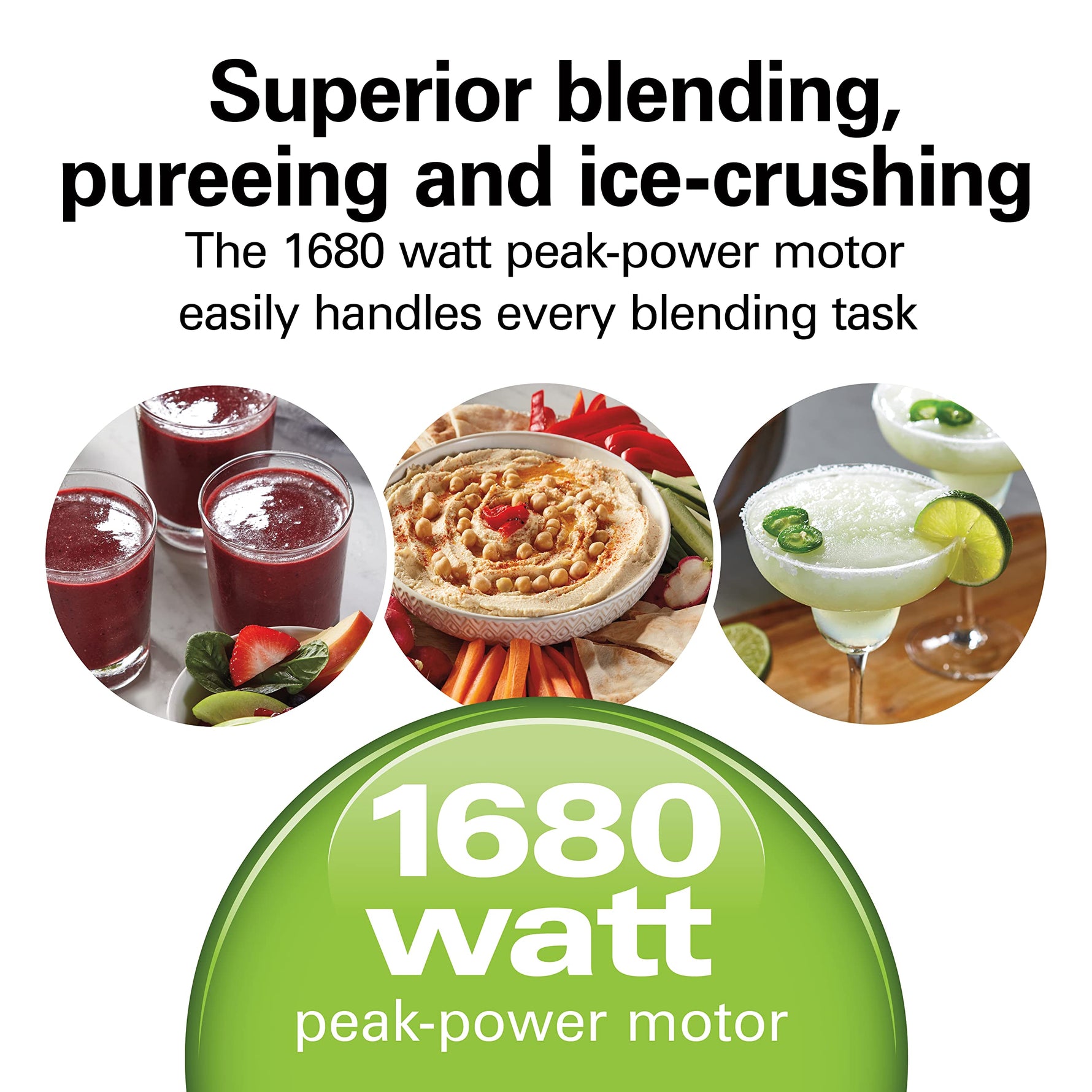 Hamilton Beach PowerMax Professional-Performance Blender for Shakes and Smoothies, Puree and Ice Crush, 48oz BPA-Free Glass Jar, 1680 Peak Watts, Stainless Steel Blades, Silver (58600J)