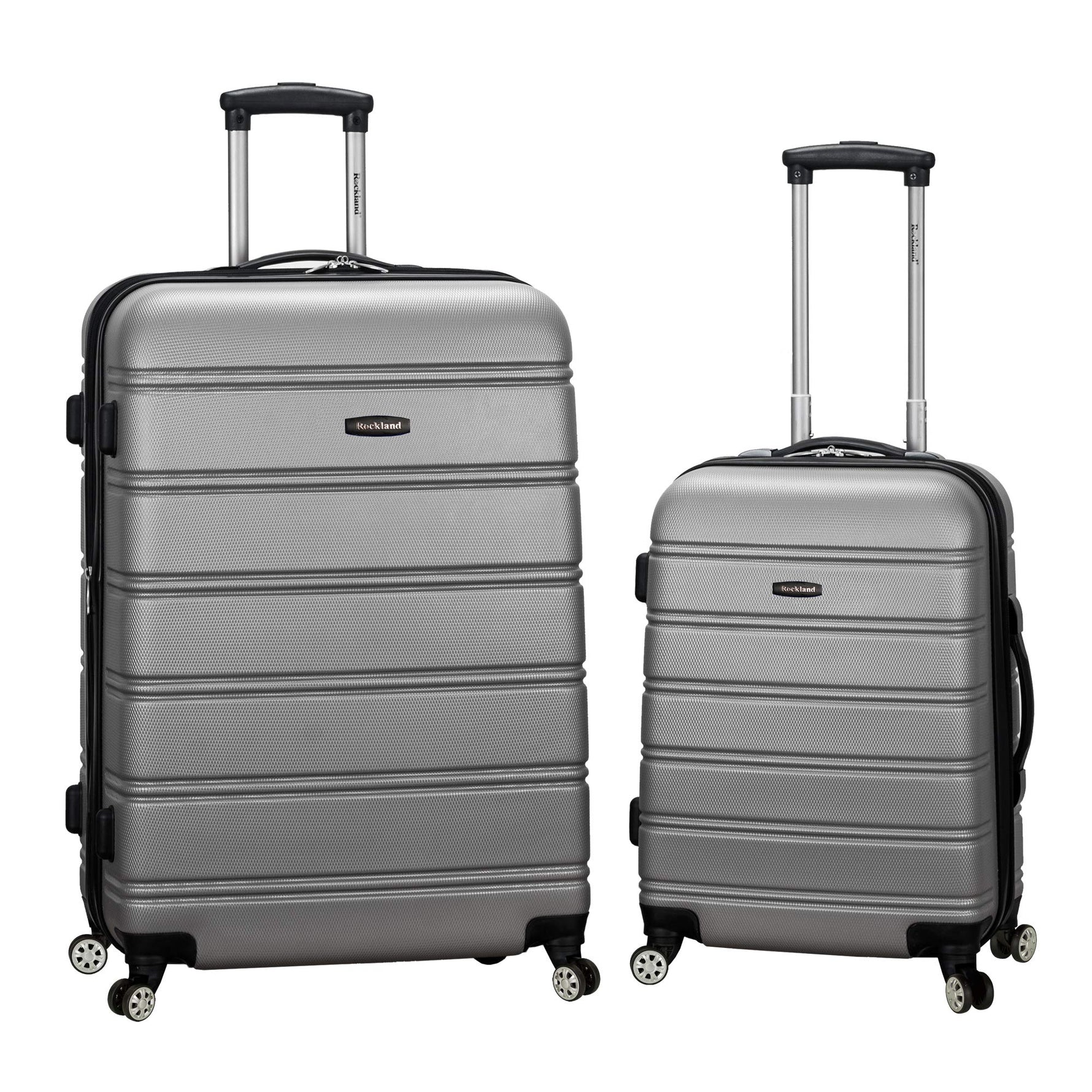 Rockland Melbourne Hardside Expandable Spinner Wheel Luggage, Checked Large 28", Black