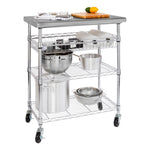 Seville Classics Commercial Work Table Island Utility Cart Prep Station, for Restaurant, Kitchen, Warehouse, Garage, Hotel, Home, Stainless-Steel Top NSF , 49" W x 24" D | Heavy-duty durable workstation supports 1,000 lb with adjustable wire shelf, is ver