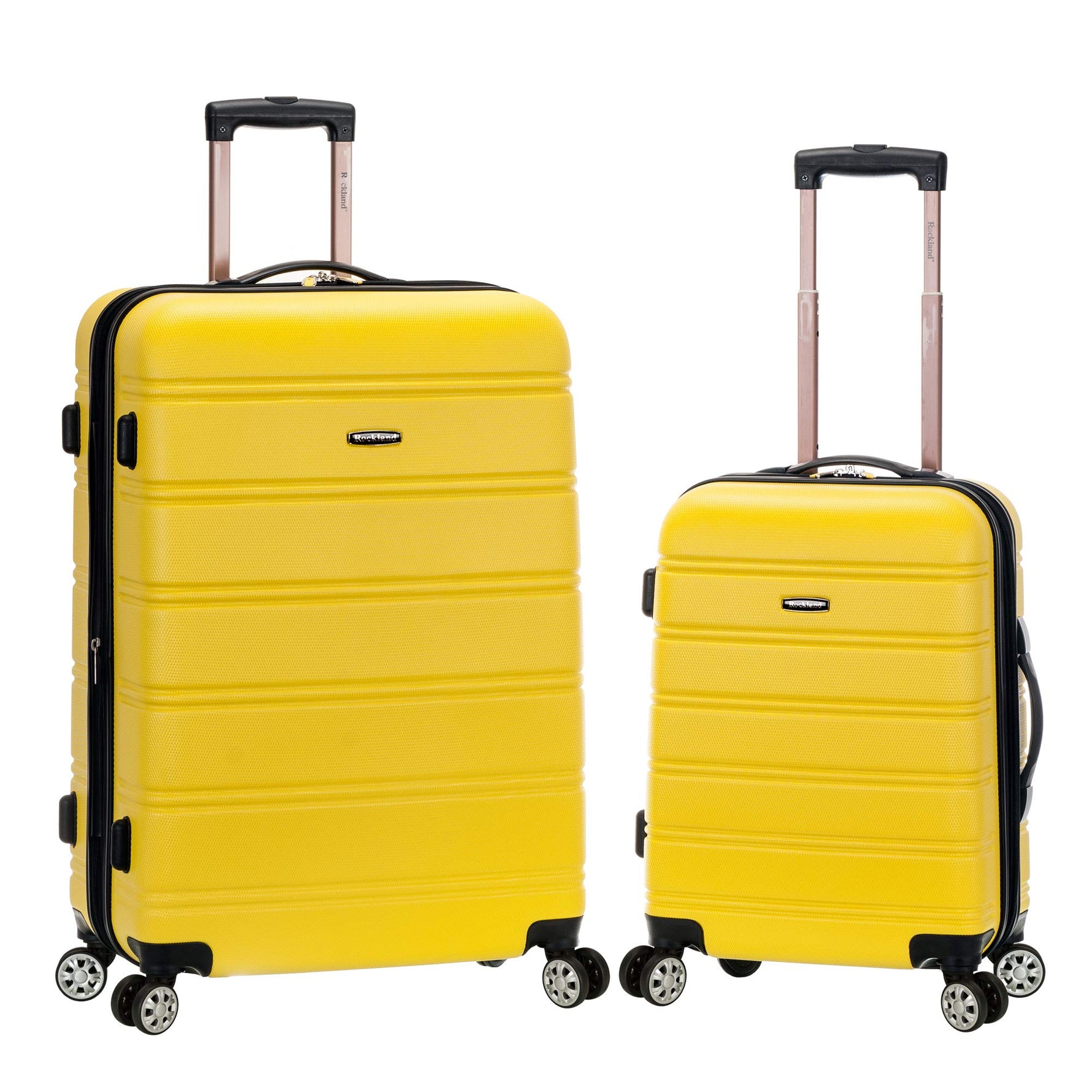 Rockland Melbourne Hardside Expandable Spinner Wheel Luggage, Checked Large 28", Black