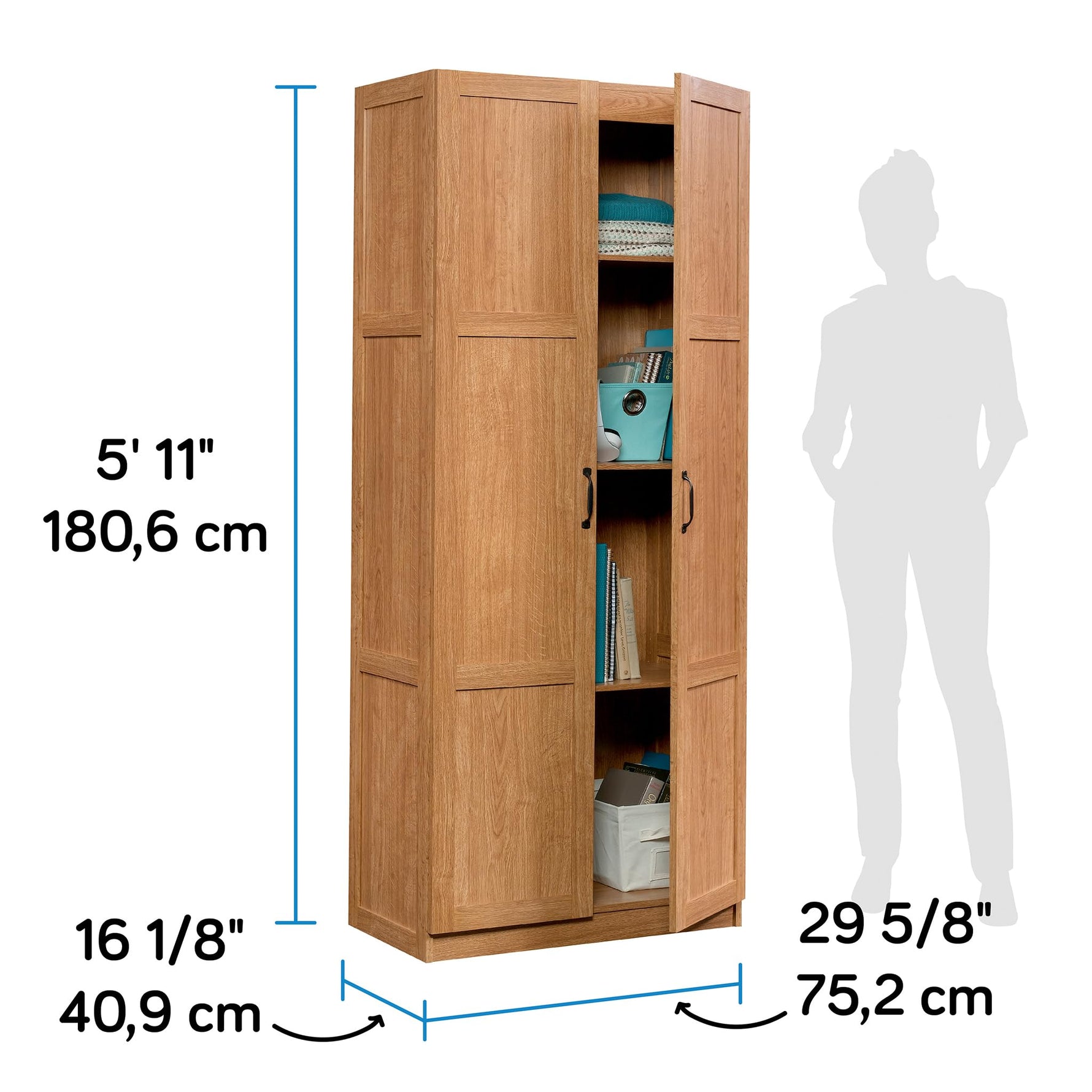 Sauder Select Storage Cabinet, Pantry Cabinet Kitchen Storage with Adjustable Shelves, Utility Room Storage Cabinet, in Reclaimed Pine