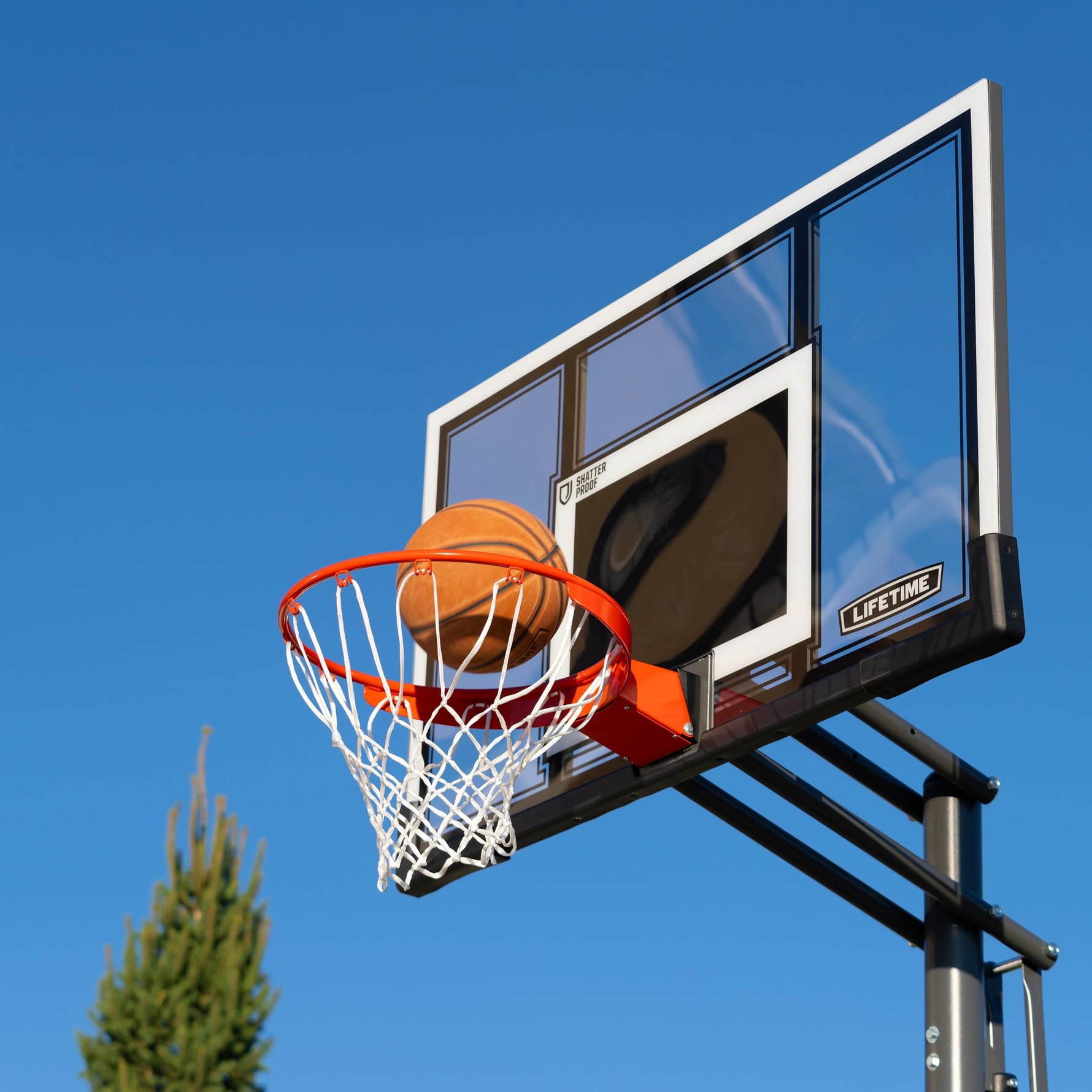 Lifetime Adjustable Portable Basketball Hoop, 54-Inch Shatterproof Polycarbonate Backboard, Slam-It Pro Rim, Adjustable Height 7.5-10 Ft, Portable Heavy-Duty Base with Wheels