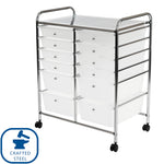 Seville Classics Rolling Utility Organizer Storage Cart , for Home Office, School, Classroom, Scrapbook, Hobby, Craft, 15 Drawer, Black
