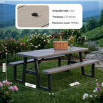 LIFETIME 6-Foot Folding Picnic Table with Benches, Seats 8, Heavy-Duty HDPE Tabletop, Steel Frame, Weather & UV Resistant Outdoor Picnic Table with Umbrella Hole