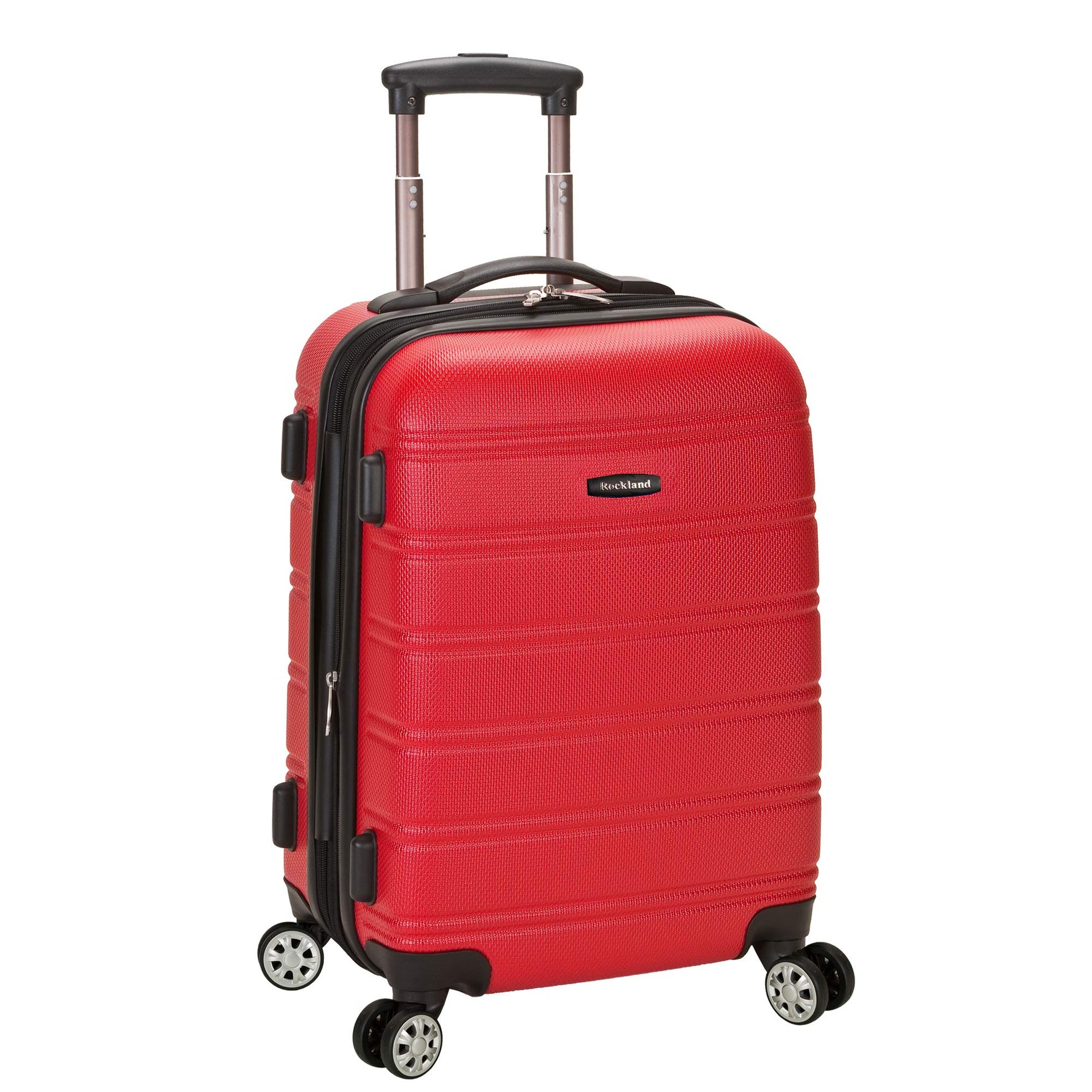 Rockland Melbourne Hardside Expandable Spinner Wheel Luggage, Checked Large 28", Black