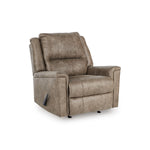 Signature Design by Ashley Skymaker Modern Faux Leather Manual Rocker Recliner with Track Arms, Dark Brown