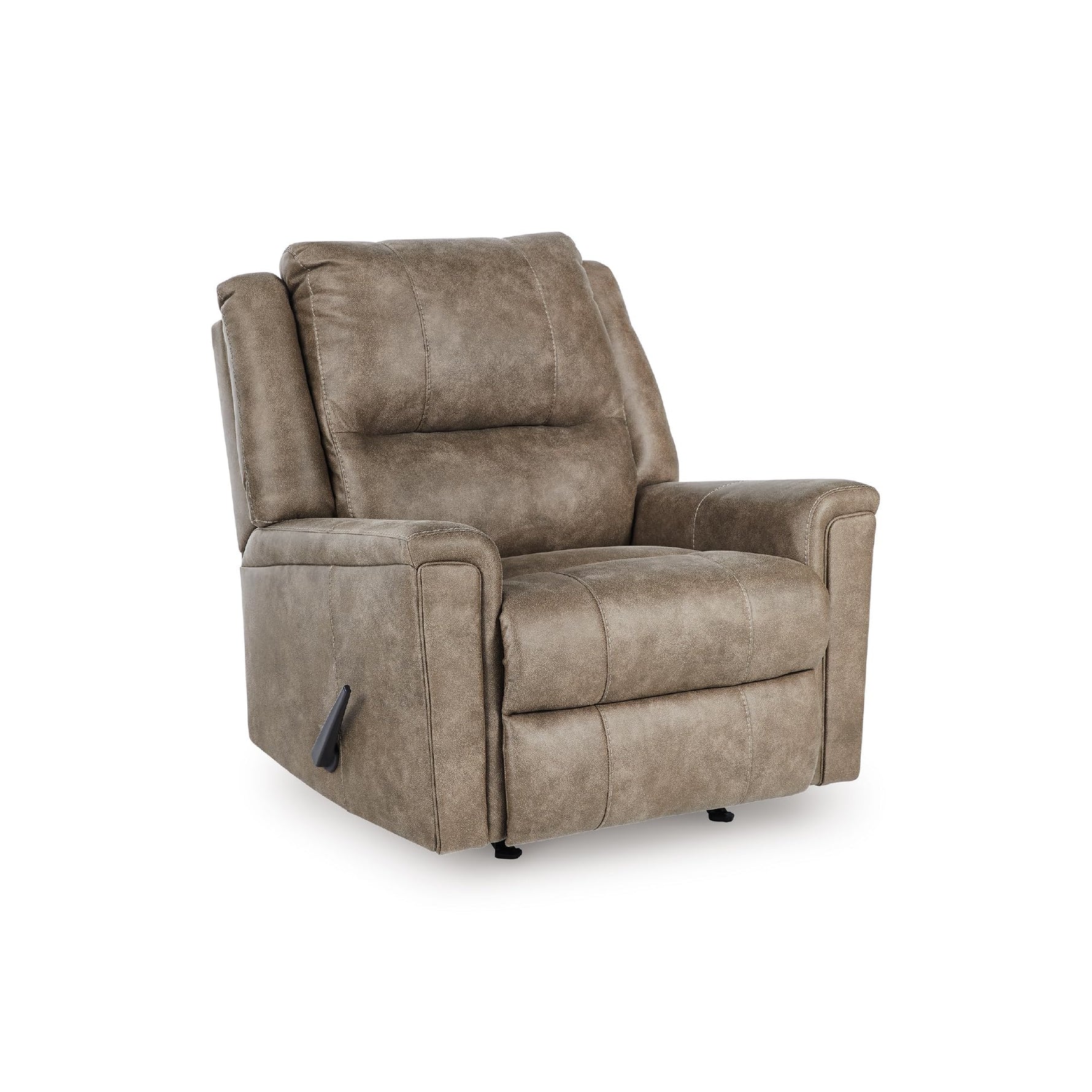 Signature Design by Ashley Skymaker Modern Faux Leather Manual Rocker Recliner with Track Arms, Dark Brown