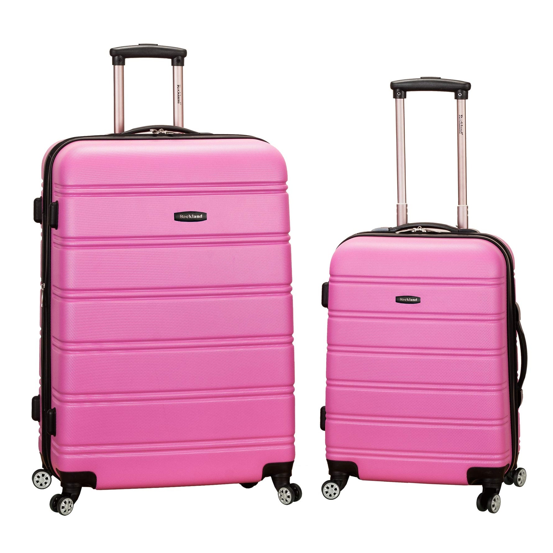 Rockland Melbourne Hardside Expandable Spinner Wheel Luggage, Checked Large 28", Black