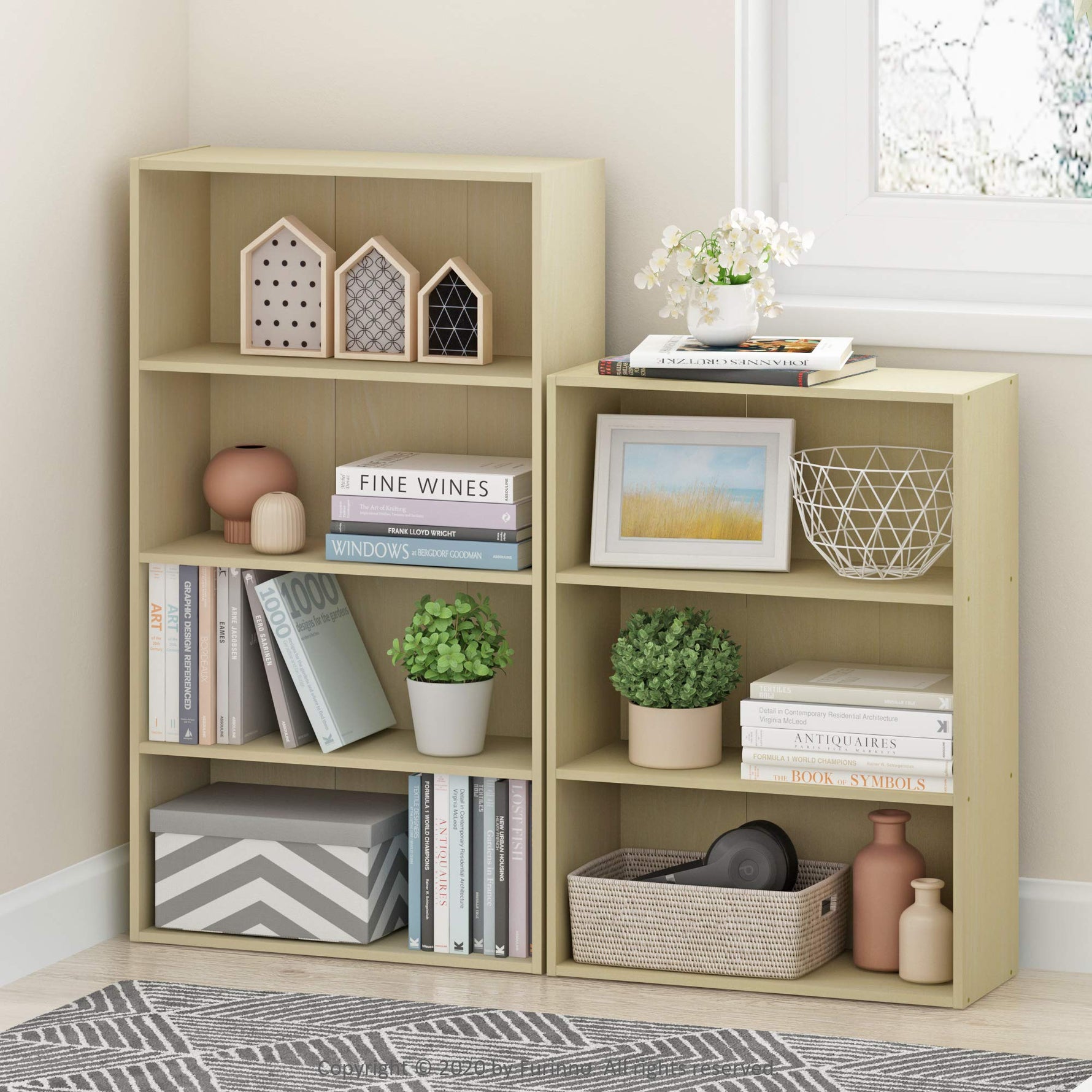 Furinno PASIR Book Shelf, 3-Tier Bookshelf, Storage Shelves Bookcase, 9.7 x 23.7 x 31.5, for Living Room, Bedroom, Home Office, Plain White