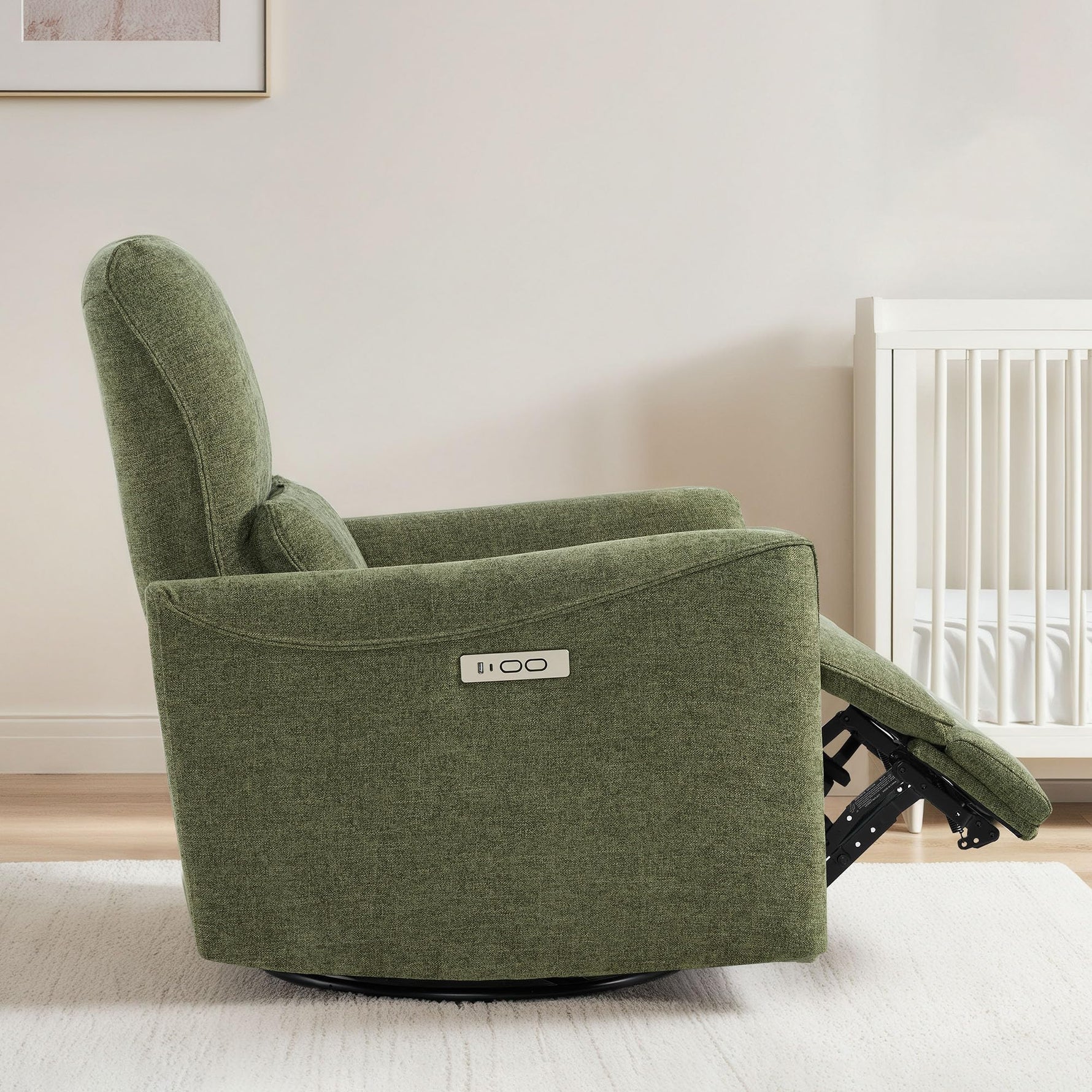 CHITA Power Recliner Chair Swivel Glider, FSC Certified Upholstered Living Room Nursery Reclining Sofa Chair with Lumbar Support, Linen