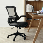 Flash Furniture Kelista Mid-Back Swivel Office Chair with Adjustable Seat Height, Ergonomic Mesh Desk Chair with Flip-Up Armrests, Black