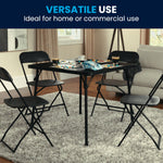 Flash Furniture Madelyn 33.5" Square Folding Multipurpose Card Table with Padded Vinyl Top, Portable Folding Game Table for 4 Players, Black