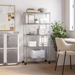 5-Tier Steel Wire Shelving, 30"W x 14"D x 61.5"H | Durable solid steel wire storage rack with adjustable shelves featuring 300 pounds per shelf weight capacity for home use