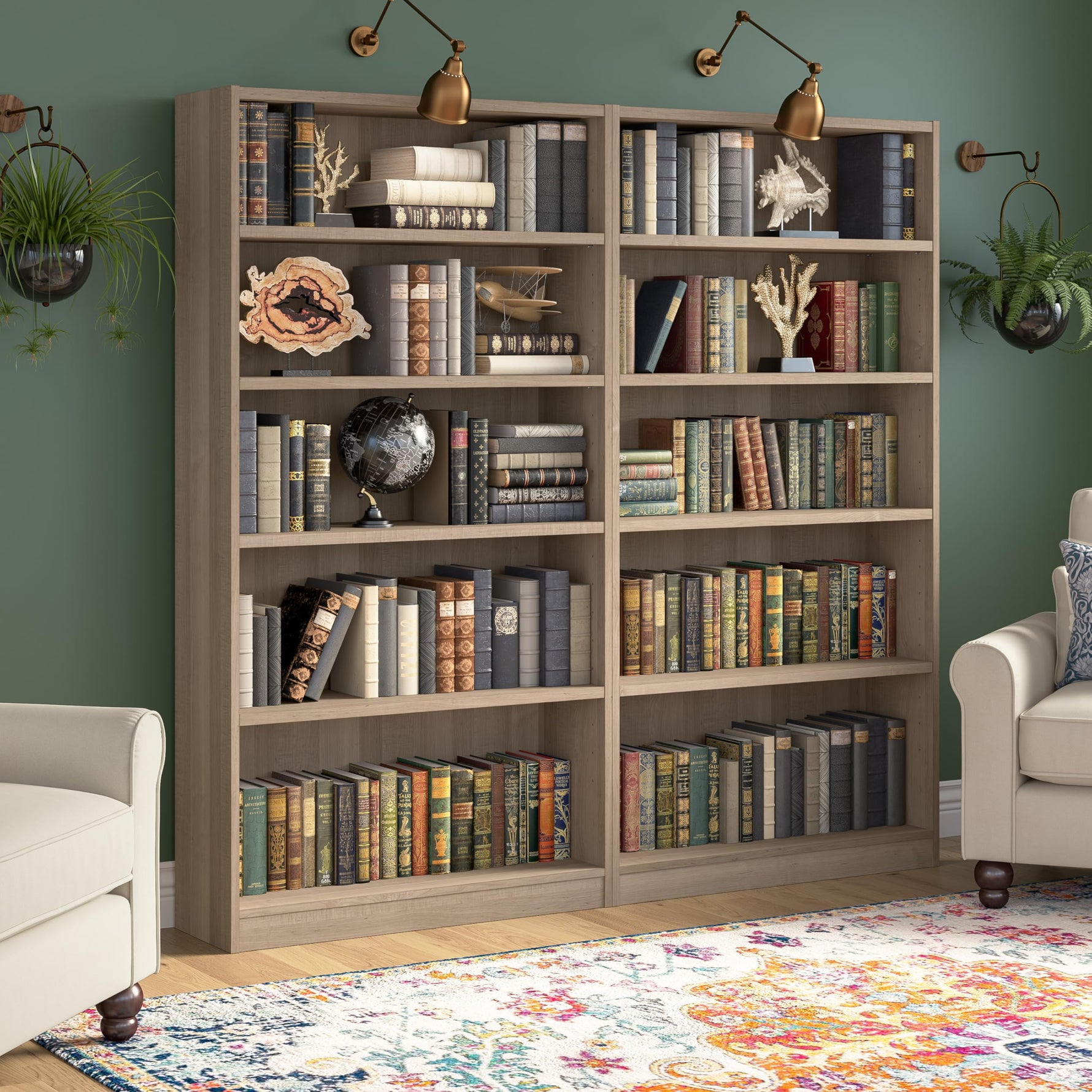 Bush Home Universal Small 2 Shelf Bookcase in Black, Low Storage and Display Bookshelf for Home Office or Living Room Organization