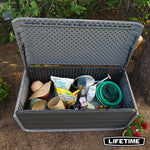 LIFETIME 136‑Gallon Modern Deck Box, Outdoor Storage Container, Weather‑Resistant, UV‑Protected, Lockable Lid