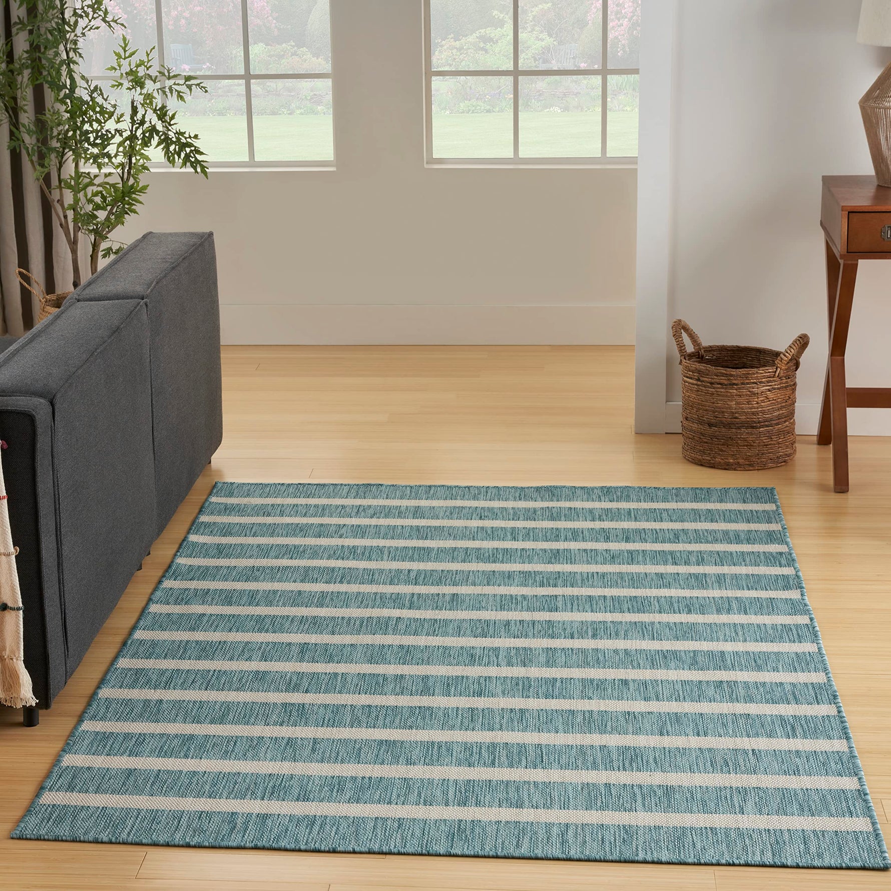 Nourison Home Positano Navy Ivory 8' x 10' Area Rug - Easy Clean, Non Shedding, Bed Room, Living Room, Dining Room, Kitchen (8' x 10')