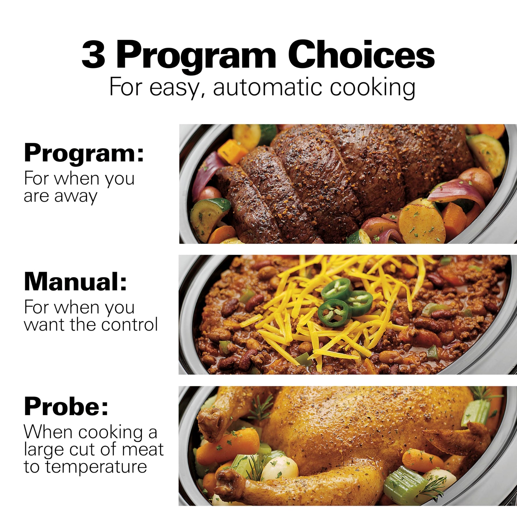 Hamilton Beach Portable 6 Quart Set & Forget Digital Programmable Slow Cooker with Lid Lock, Temperature Probe, Dishwasher Safe Crock & Lid, Stainless Steel (33969A)