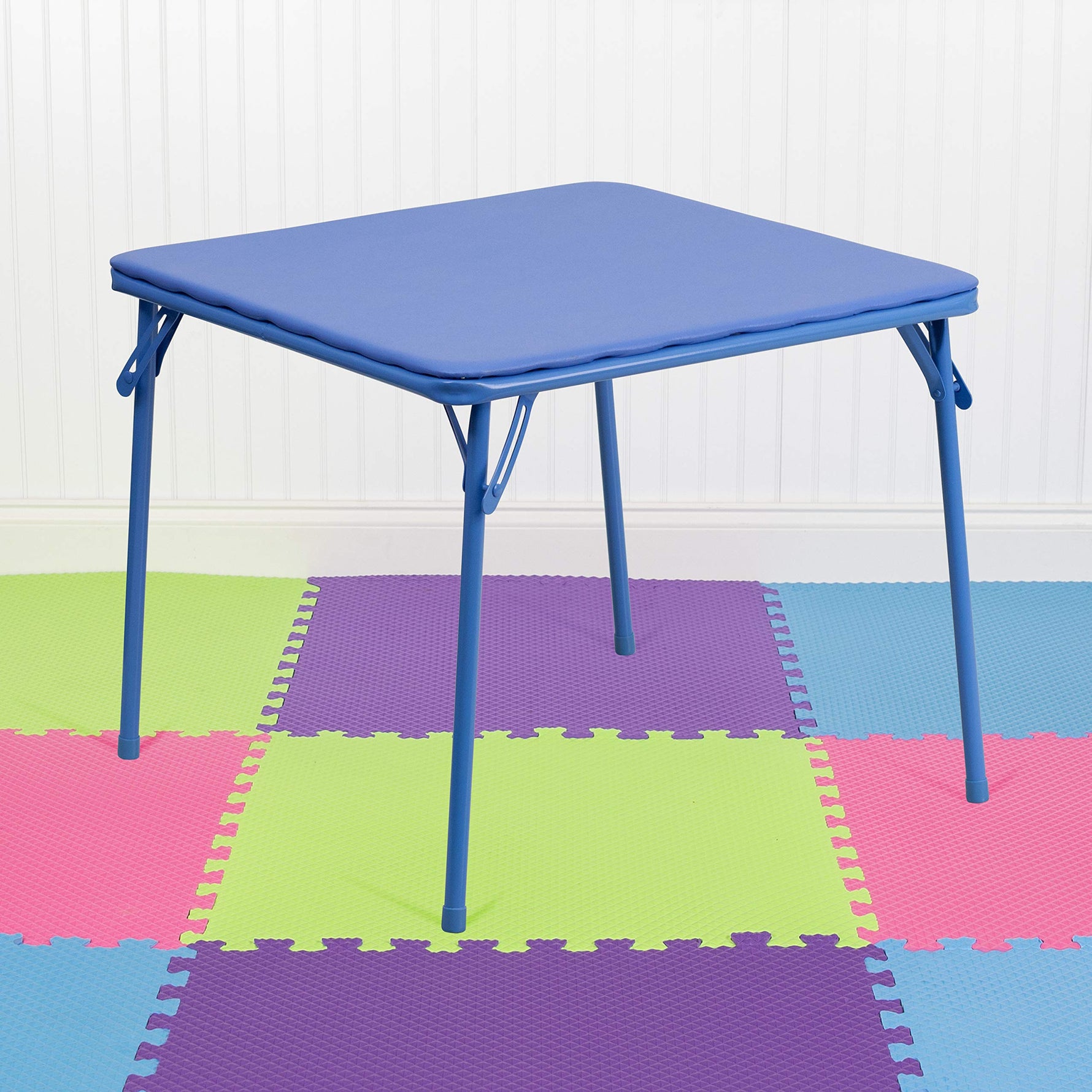 Flash Furniture Mindy Kids 5-Piece set Folding Square Table and Chairs Set for Daycare and Classrooms, Children's Activity Table and Chairs Set, Multicolor