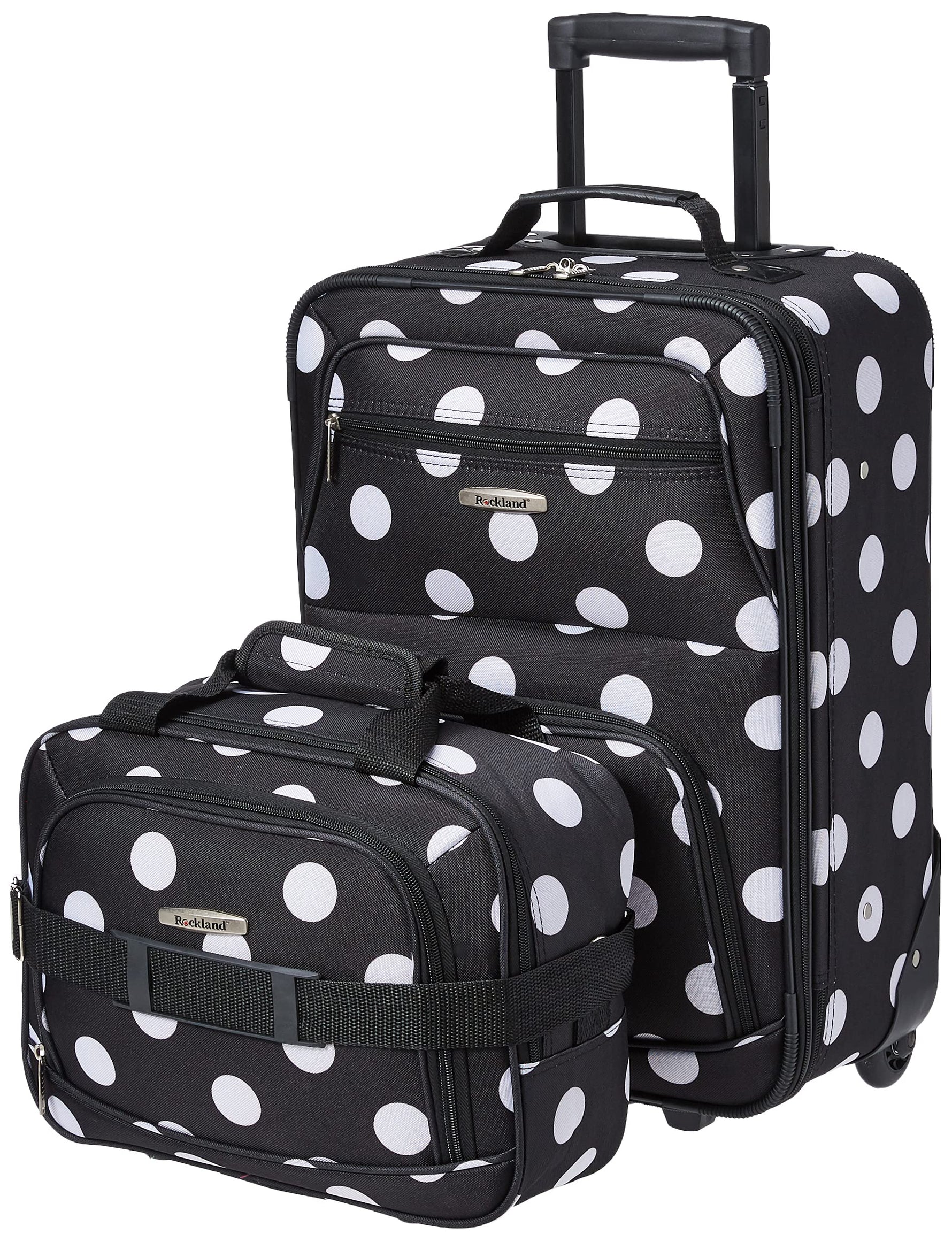 Rockland Fashion Softside 2 Piece Luggage Set, Expandable, (14" Tote/19" Upright), Purple