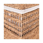 Seville Classics Premium Natural Handwoven Portable Laundry Bin Basket with Carrying Handles, Household Storage for Clothes, Linens, Sheets, Natural Water Hyacinth and Gray Rope, 3 Piece Set