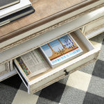 Signature Design by Ashley Realyn Vintage Farmhouse Rectangular Lift Top Coffee Table with Storage Drawer, White & Brown