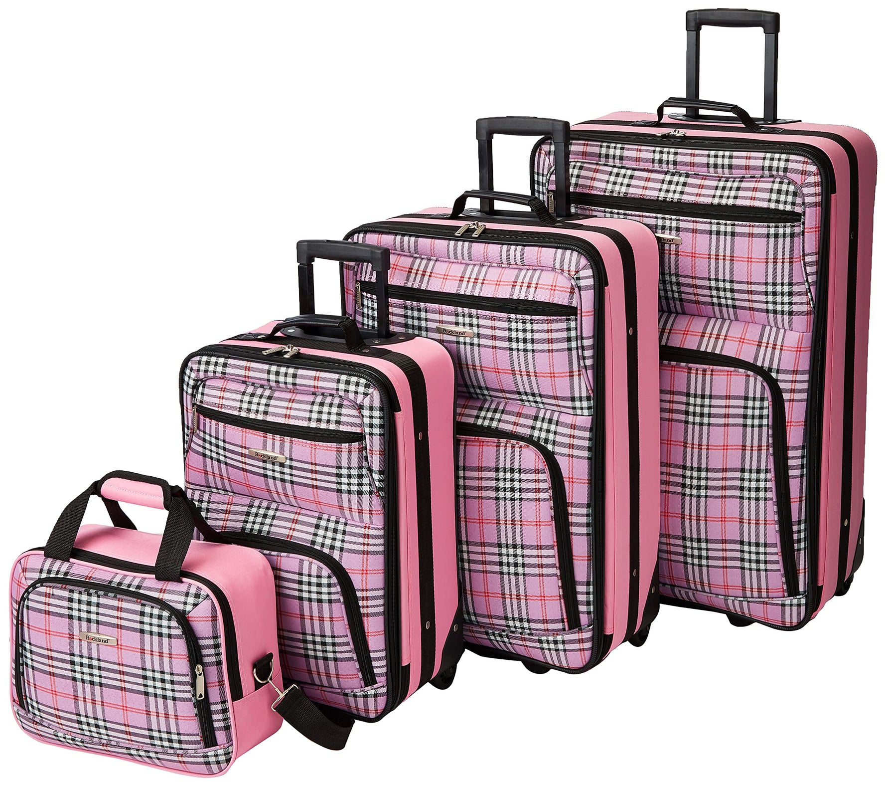 Rockland Fashion Softside 2 Piece Luggage Set, Expandable, (14" Tote/19" Upright), Purple