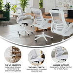 Flash Furniture Kelista Mid-Back Swivel Office Chair with Adjustable Seat Height, Ergonomic Mesh Desk Chair with Flip-Up Armrests, Black