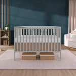 Dream On Me Synergy 5-in-1 Convertible Full-Size Baby Crib with Toddler, Day & Full Bed Conversion in White, GreenGuard Gold & BSA, 3 Mattress Heights, Sustainable Pinewood