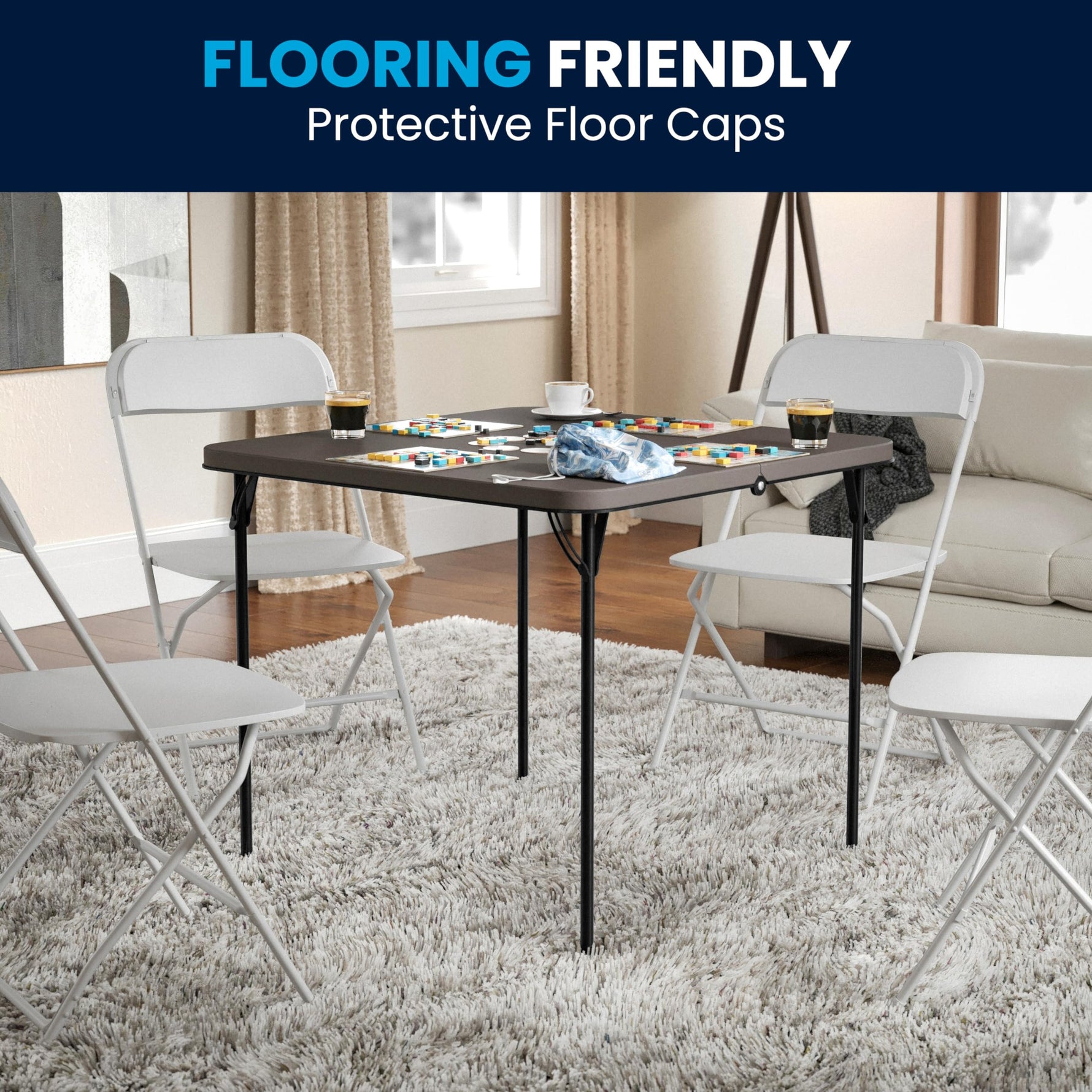 Flash Furniture Dunham 2.83' Square Plastic Folding Event Table with Carrying Handle, Bi-Fold Banquet Table for Indoor/Outdoor Events, Dark Gray