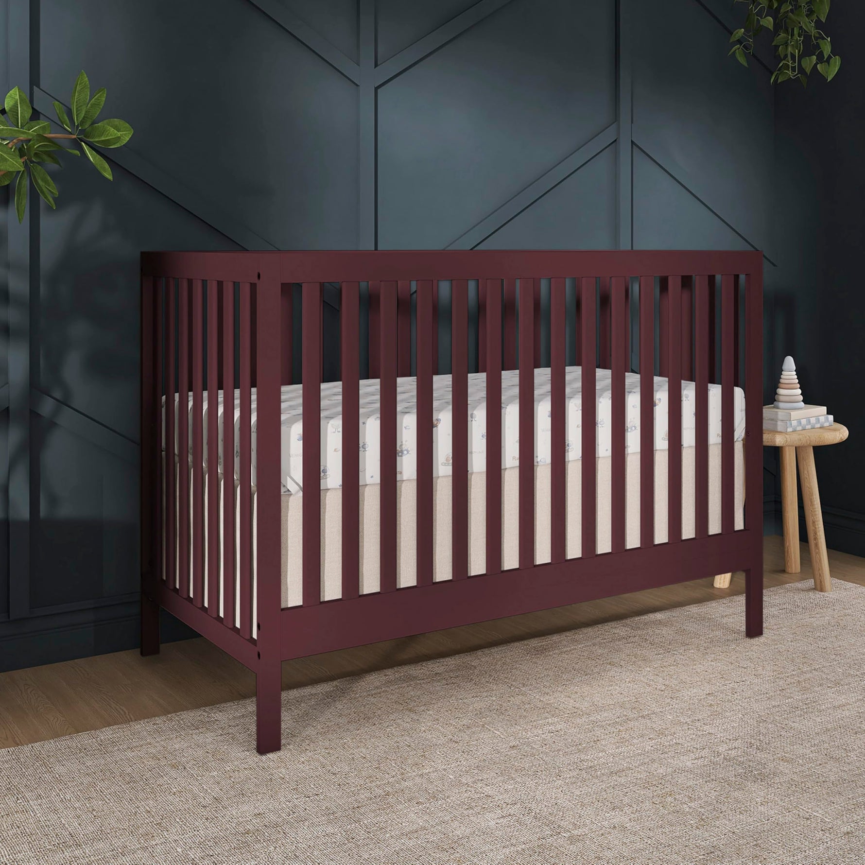 Dream On Me Synergy 5-in-1 Convertible Full-Size Baby Crib with Toddler, Day & Full Bed Conversion in White, GreenGuard Gold & BSA, 3 Mattress Heights, Sustainable Pinewood