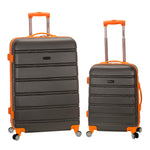 Rockland Melbourne Hardside Expandable Spinner Wheel Luggage, Checked Large 28", Black