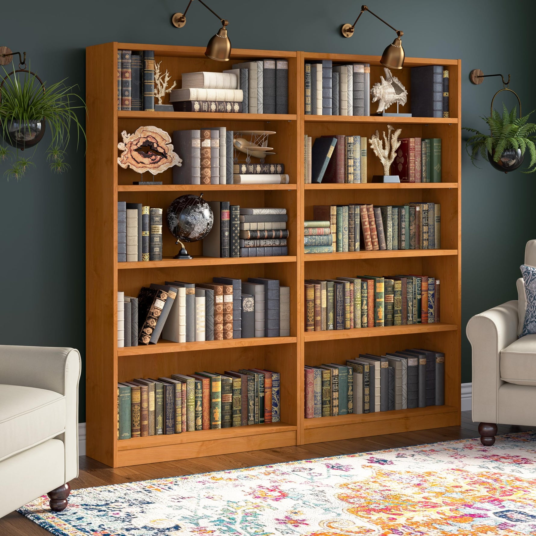 Bush Home Universal Small 2 Shelf Bookcase in Black, Low Storage and Display Bookshelf for Home Office or Living Room Organization