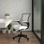 Flash Furniture Kelista Mid-Back Swivel Office Chair with Adjustable Seat Height, Ergonomic Mesh Desk Chair with Flip-Up Armrests, Black