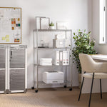 5-Tier Steel Wire Shelving, 30"W x 14"D x 61.5"H | Durable solid steel wire storage rack with adjustable shelves featuring 300 pounds per shelf weight capacity for home use