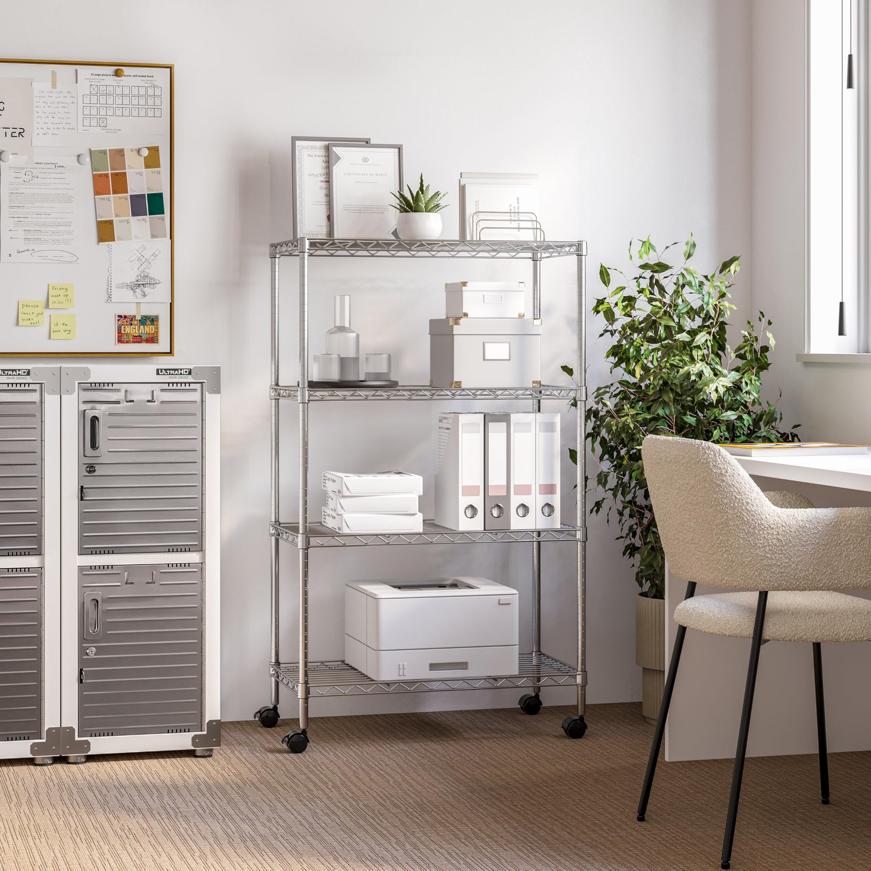5-Tier Steel Wire Shelving, 30"W x 14"D x 61.5"H | Durable solid steel wire storage rack with adjustable shelves featuring 300 pounds per shelf weight capacity for home use