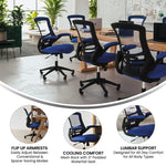 Flash Furniture Kelista Mid-Back Swivel Office Chair with Adjustable Seat Height, Ergonomic Mesh Desk Chair with Flip-Up Armrests, Black
