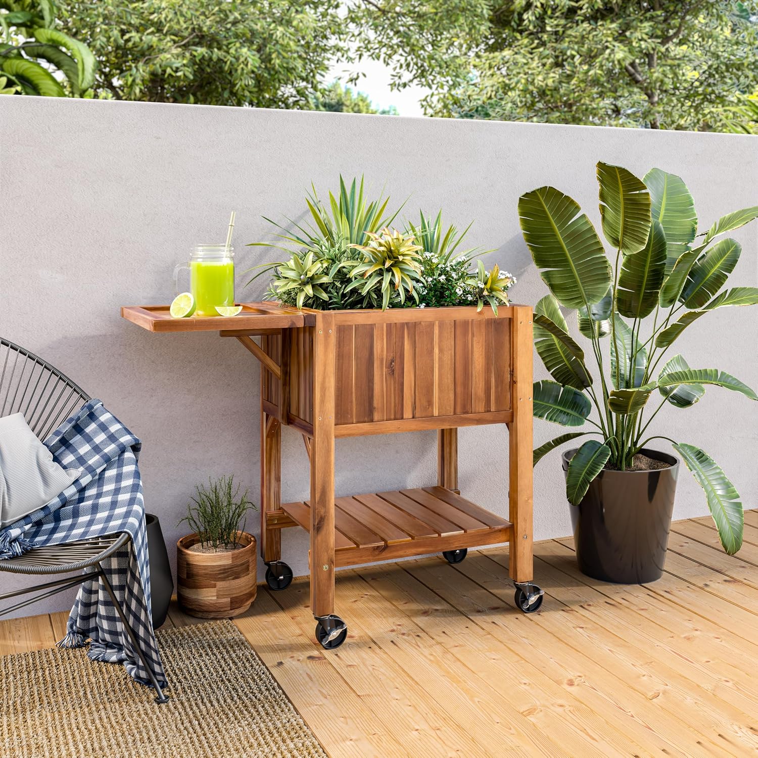 Seville Classics Acacia Wood Raised Garden Bed Planter