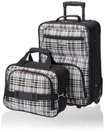 Rockland Fashion Softside 2 Piece Luggage Set, Expandable, (14" Tote/19" Upright), Purple