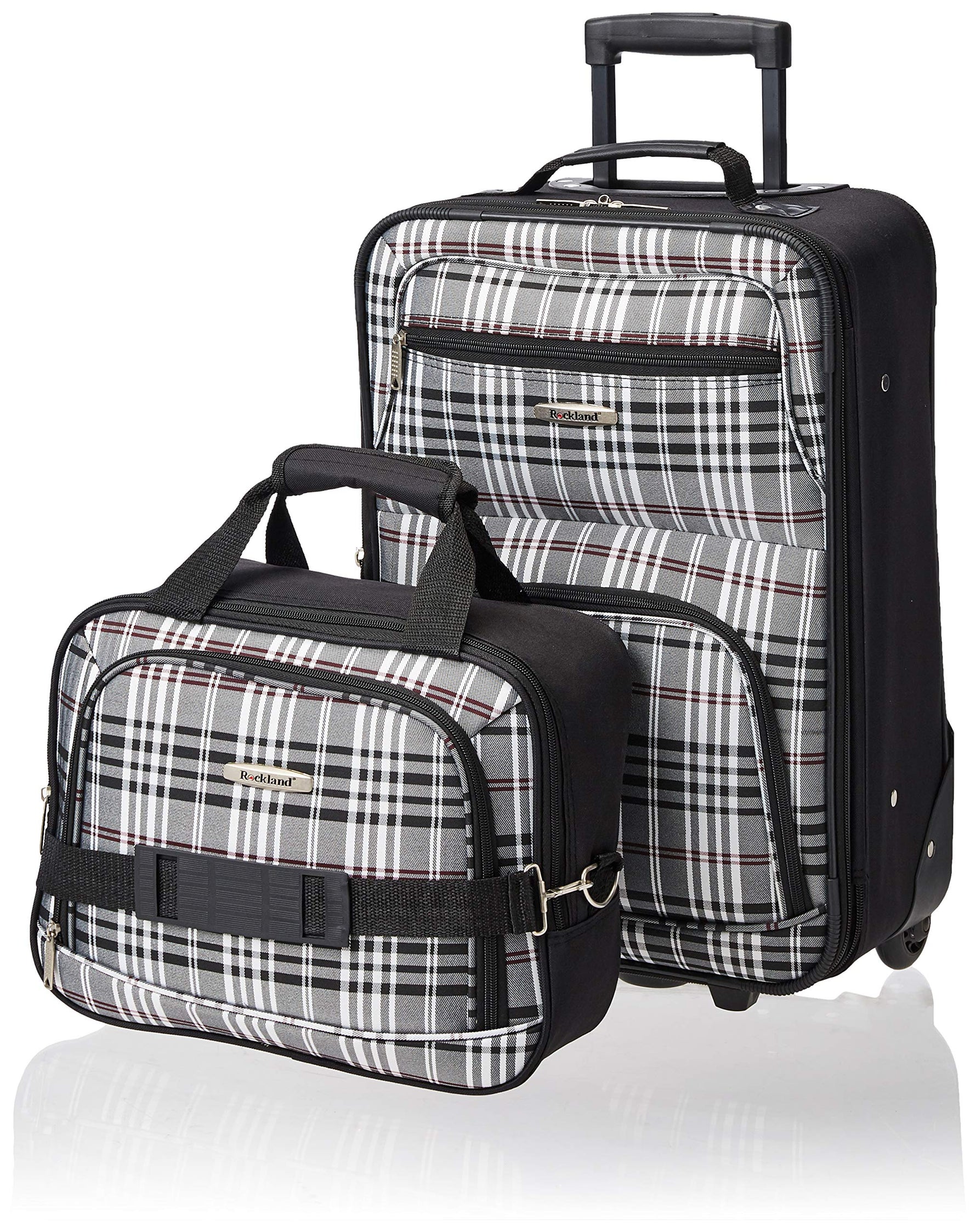 Rockland Fashion Softside 2 Piece Luggage Set, Expandable, (14" Tote/19" Upright), Purple