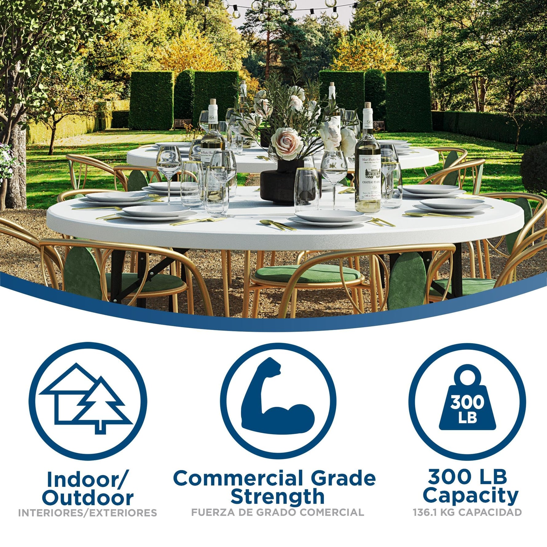 COSCO 6 ft. Fold-in-Half Banquet Table w/Handle, Black