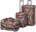 Rockland Vara Softside 3 Piece Upright Luggage Set, Expandable, (20"/28"/22" Rolling Duffel), Pink Leopard