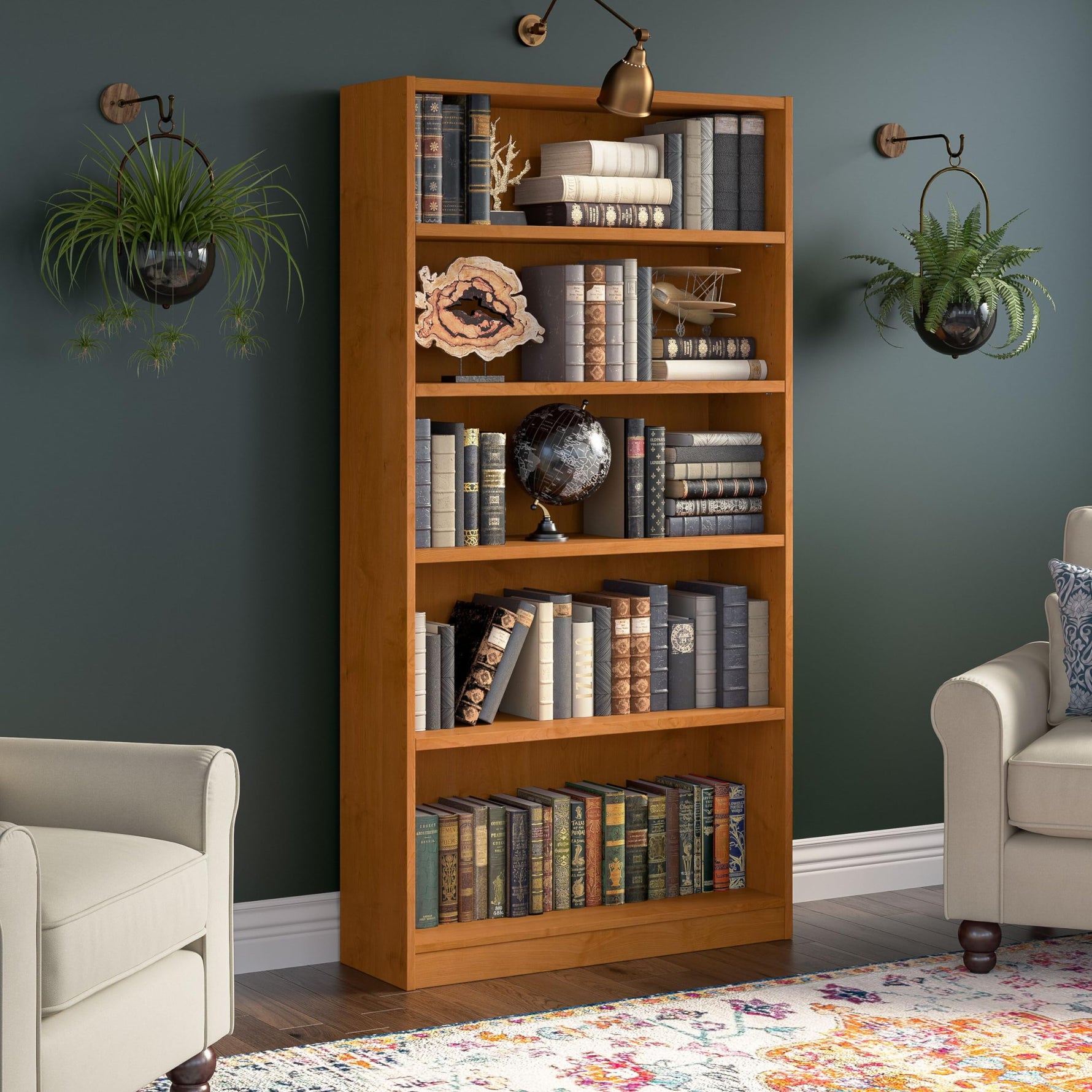Bush Home Universal Small 2 Shelf Bookcase in Black, Low Storage and Display Bookshelf for Home Office or Living Room Organization