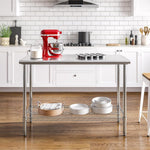 Seville Classics Commercial Work Table Island Utility Cart Prep Station, for Restaurant, Kitchen, Warehouse, Garage, Hotel, Home, Stainless-Steel Top NSF , 49" W x 24" D | Heavy-duty durable workstation supports 1,000 lb with adjustable wire shelf, is ver