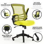 Flash Furniture Kelista Mid-Back Swivel Office Chair with Adjustable Seat Height, Ergonomic Mesh Desk Chair with Flip-Up Armrests, Black