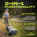 Sun Joe Corded Electric Dethatcher & Scarifier with 8-Gal Bag, 12.6-Inch Cutting Width, 12-Amp Motor - Heavy-Duty Yard Trimmer for Gardening Care and Lawn Maintenance, AJ801E